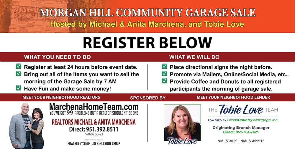 Register Below Morgan Hill Garage Sale