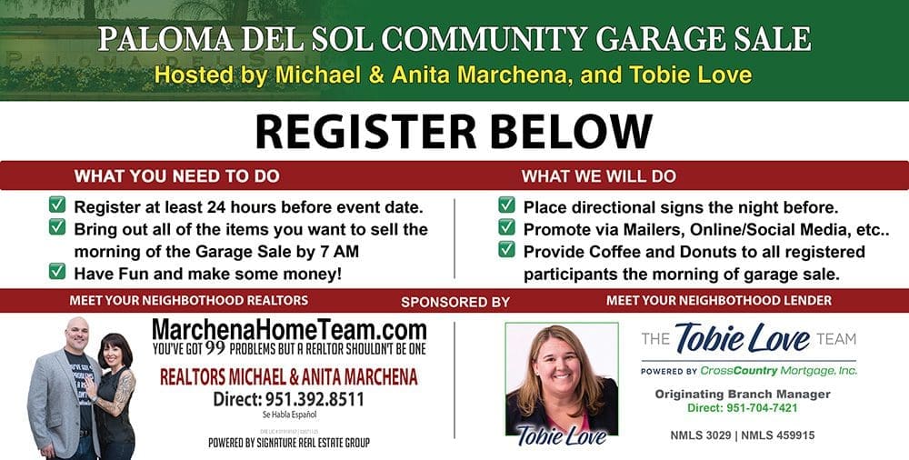 Register Paloma Del Sol Community Garage Sale