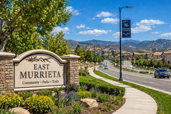 East Murrieta neighborhood area with homes, hills, parks, and nearby amenities