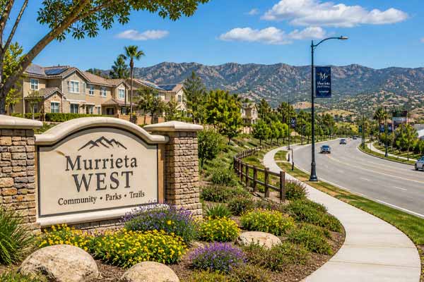 West Murrieta neighborhood area with homes, hills, parks, and trails