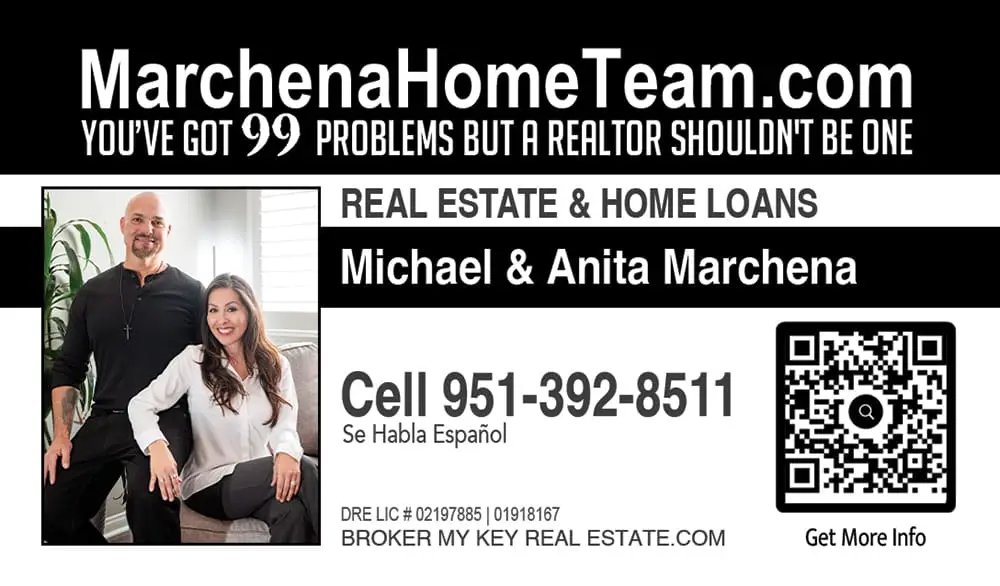 Temecula Realtors Michael and Anita Marchena business card real estate and home loans