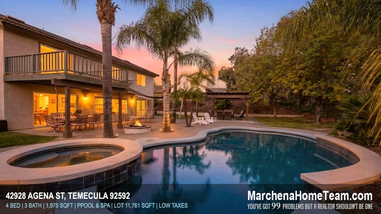 Temecula pool home for sale at 42928 Agena St featuring backyard pool spa large lot no rear neighbors