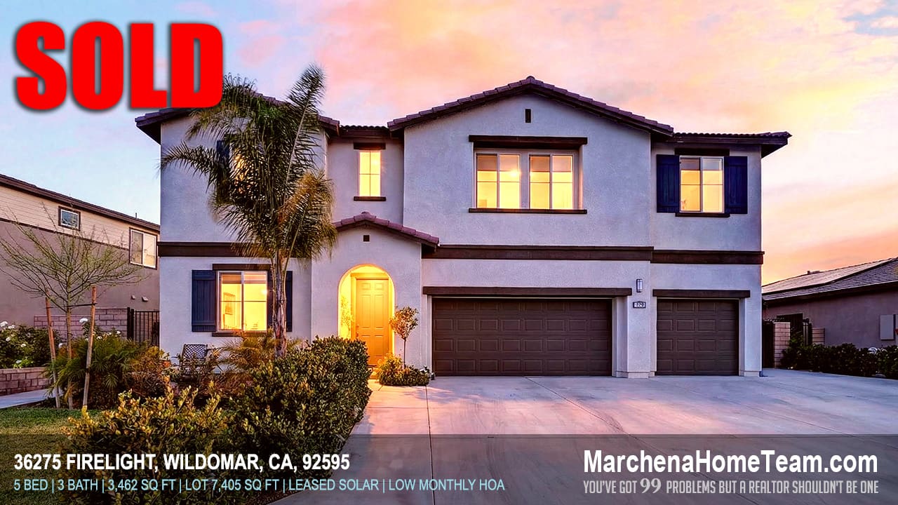 Sold home at 36275 Firelight in Wildomar CA sold $25K over asking in 17 days