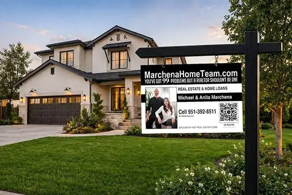 Marchena Home Team for sale sign in front of a Temecula Valley home