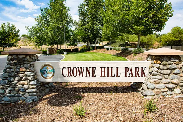Crowne Hill Park entrance sign in Temecula California