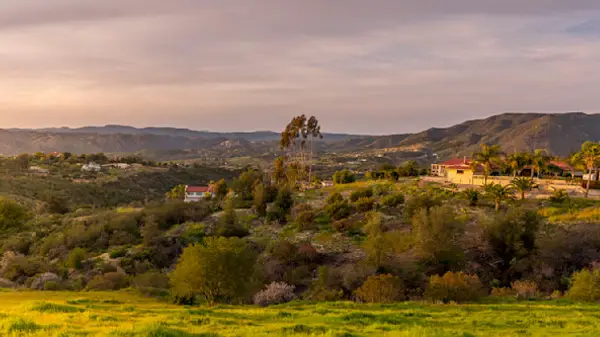 Fallbrook California rolling hills and rural homes