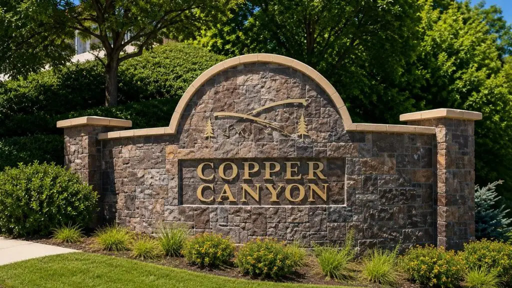Copper Canyon stone entrance monument in Murrieta, California