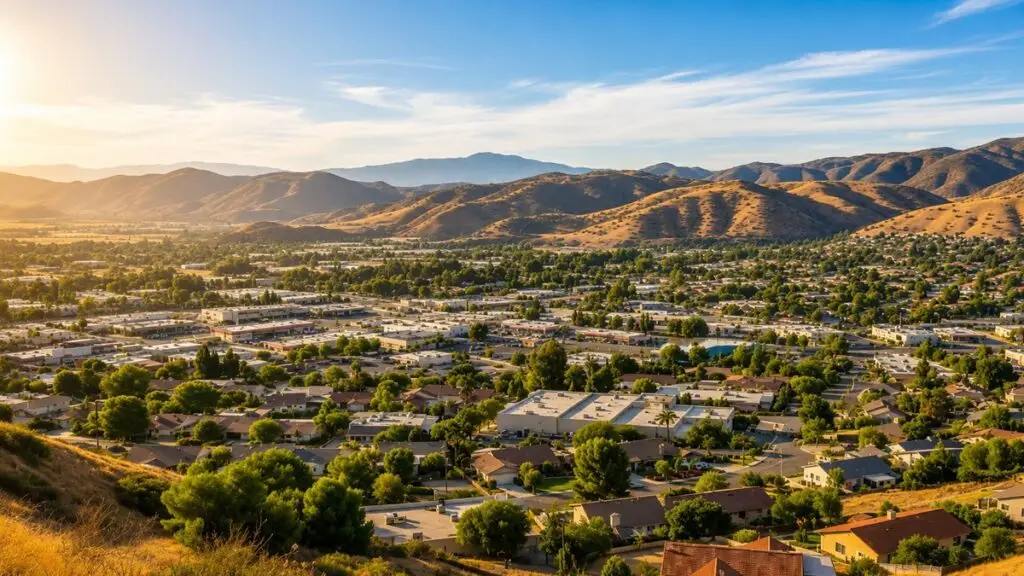 Hillside view over the Diamond Valley area of Hemet, California