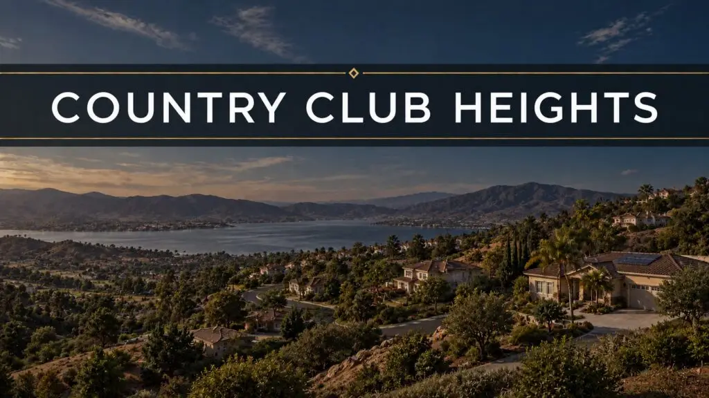Illustrative view of Country Club Heights above Lake Elsinore, California