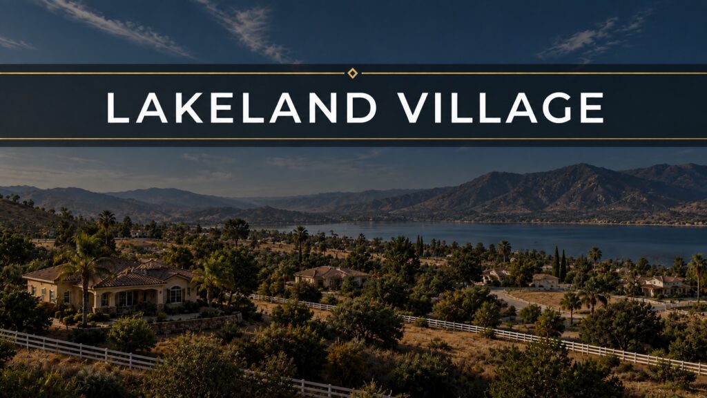 Illustrative view of Lakeland Village along Lake Elsinore’s west shore, California