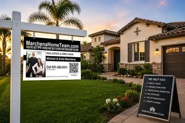 For sale sign in front of a Temecula home listed by local Realtors